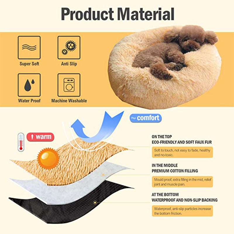 Funki Findz | Pet Beds | Dog Cat Bed | Round Donut Cudler Bed