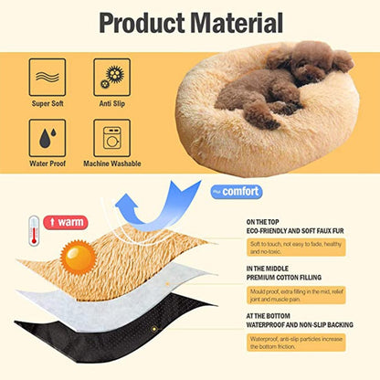 Funki Findz | Pet Beds | Dog Cat Bed | Round Donut Cudler Bed