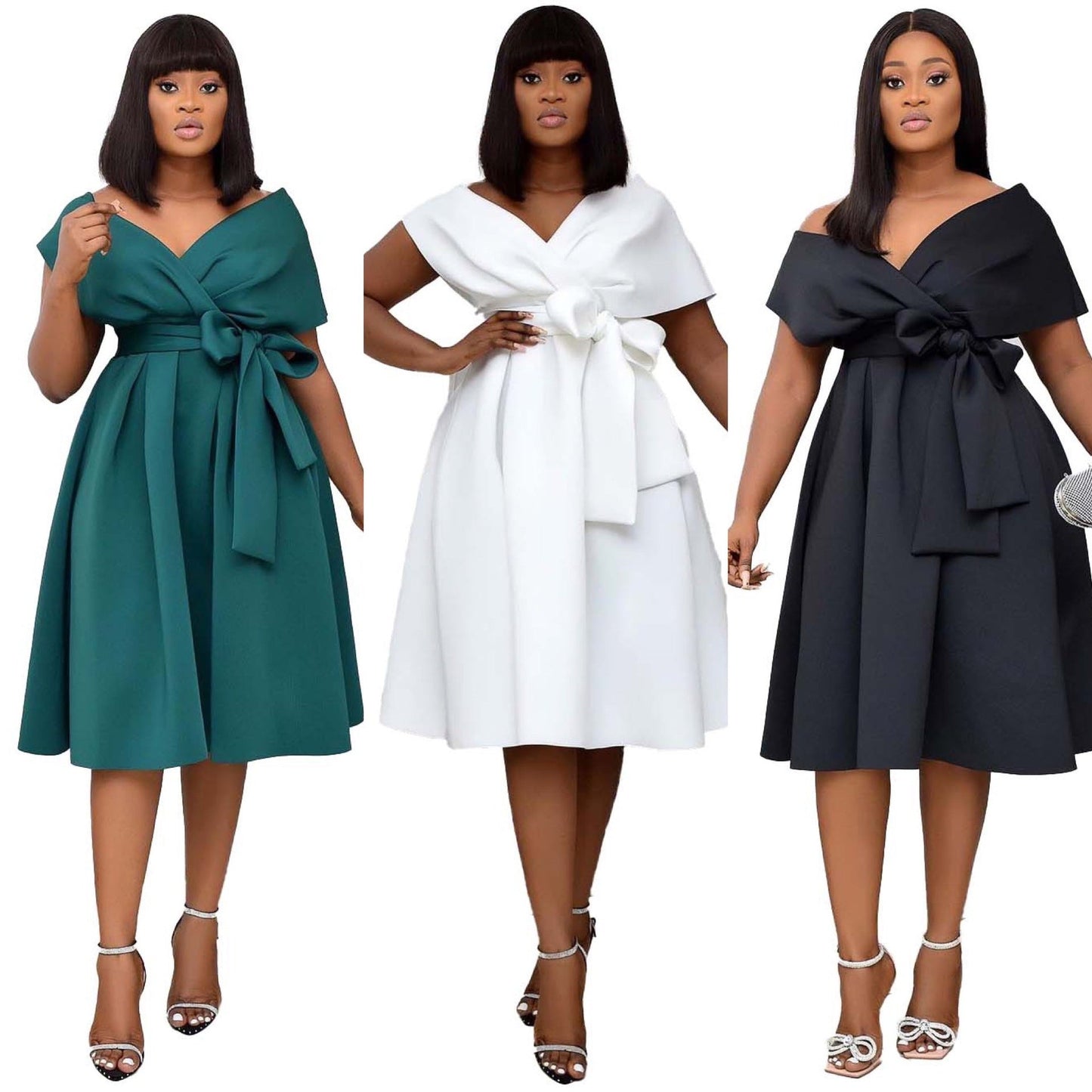 Funki Findz | Dresses | Women's Off Shoulder Bow Tie Dresses