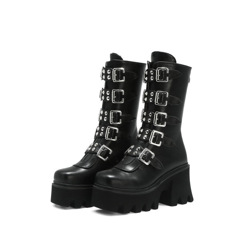 Funki Findz | Boots | Women's Platform Buckle Strap Wedges