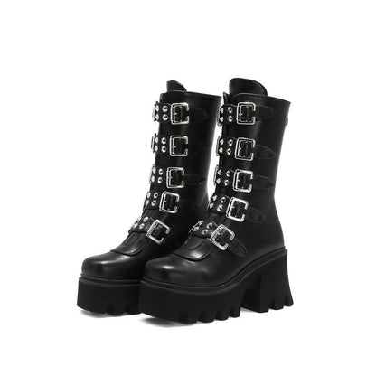 Funki Findz | Boots | Women's Platform Buckle Strap Wedges
