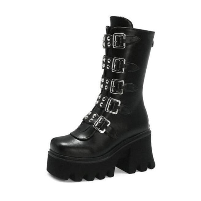 Funki Findz | Boots | Women's Platform Buckle Strap Wedges