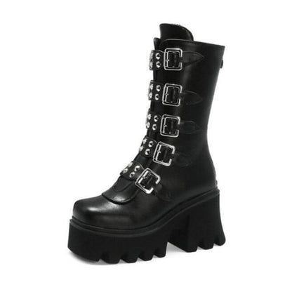 Funki Findz | Boots | Women's Platform Buckle Strap Wedges