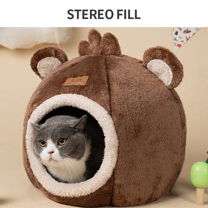 Funki Findz | Pet Beds | Cat Bed | Cute Bear Head Shaped Cat House Nest