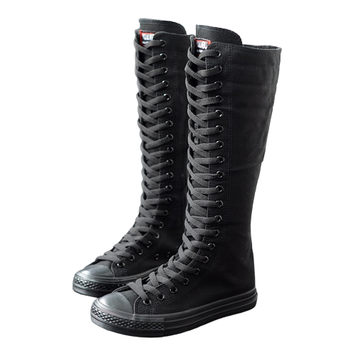 Funki Findz | Boots | Women's Lace Up Canvas Knee High Boots