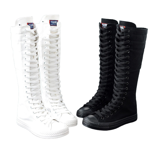 Funki Findz | Boots | Women's Lace Up Canvas Knee High Boots