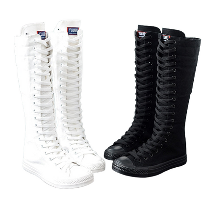 Funki Findz | Boots | Women's Lace Up Canvas Knee High Boots