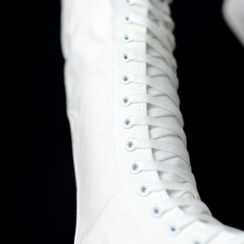 Funki Findz | Boots | Women's Lace Up Canvas Knee High Boots