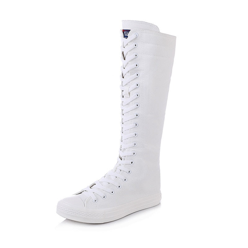 Funki Findz | Boots | Women's Lace Up Canvas Knee High Boots
