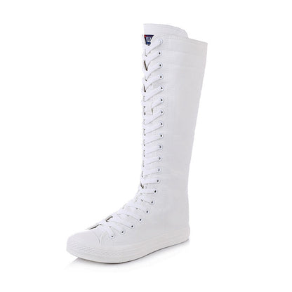 Funki Findz | Boots | Women's Lace Up Canvas Knee High Boots