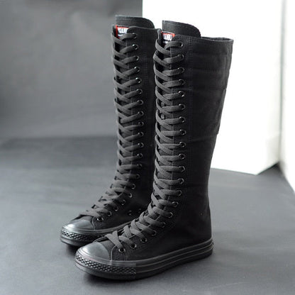 Funki Findz | Boots | Women's Lace Up Canvas Knee High Boots