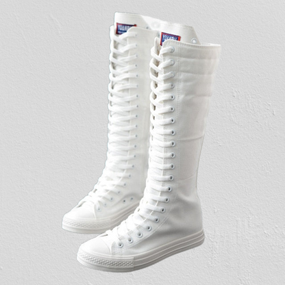 Funki Findz | Boots | Women's Lace Up Canvas Knee High Boots