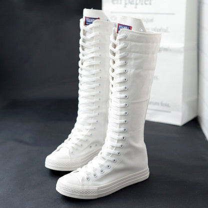 Funki Findz | Boots | Women's Lace Up Canvas Knee High Boots