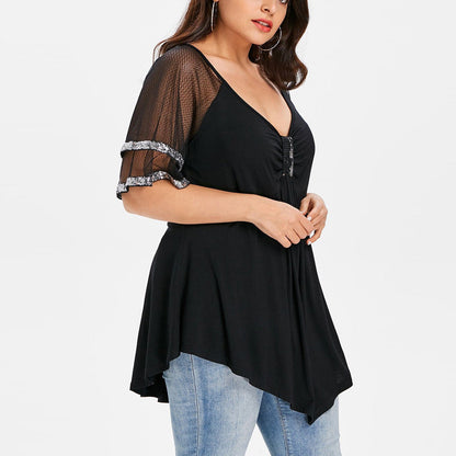 Funki Findz | Shirts | Women's Plus Size Ladies Sequinned Lace Top