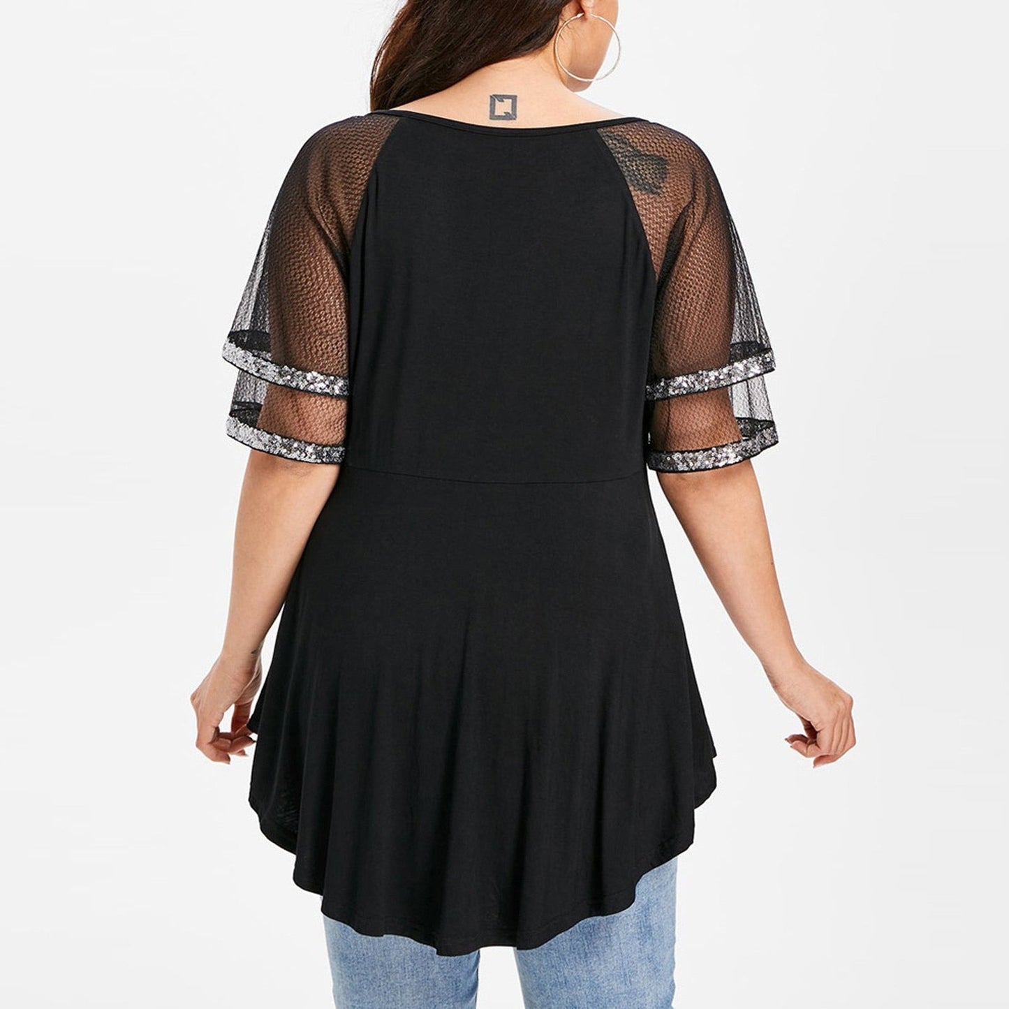 Funki Findz | Shirts | Women's Plus Size Ladies Sequinned Lace Top