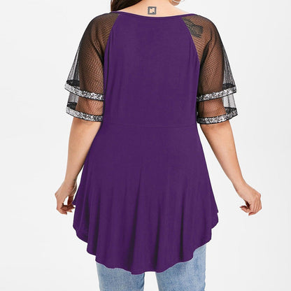 Funki Findz | Shirts | Women's Plus Size Ladies Sequinned Lace Top