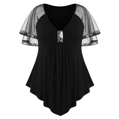 Funki Findz | Shirts | Women's Plus Size Ladies Sequinned Lace Top