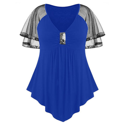 Funki Findz | Shirts | Women's Plus Size Ladies Sequinned Lace Top