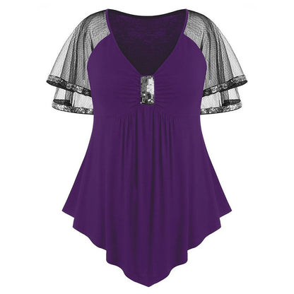 Funki Findz | Shirts | Women's Plus Size Ladies Sequinned Lace Top