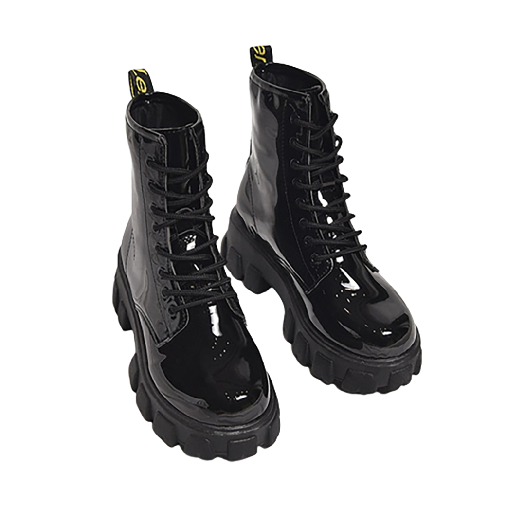 Funki Findz | Boots | Women's Black Ankle Boot | Chunky Heel