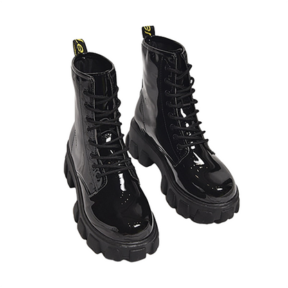 Funki Findz | Boots | Women's Black Ankle Boot | Chunky Heel