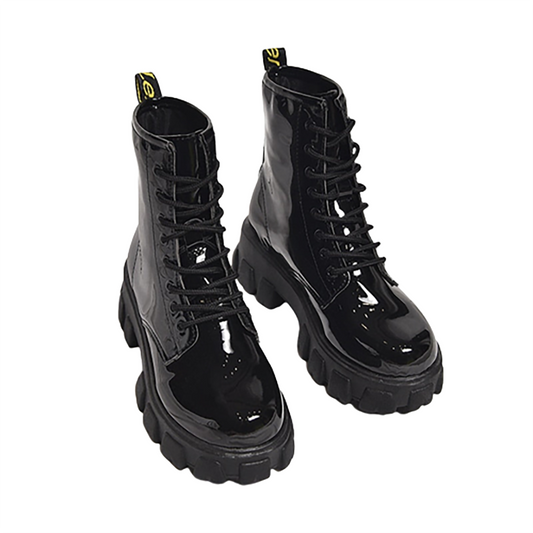 Funki Findz | Boots | Women's Black Ankle Boot | Chunky Heel