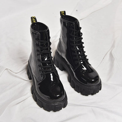 Funki Findz | Boots | Women's Black Ankle Boot | Chunky Heel