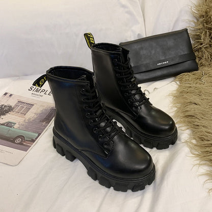 Funki Findz | Boots | Women's Black Ankle Boot | Chunky Heel