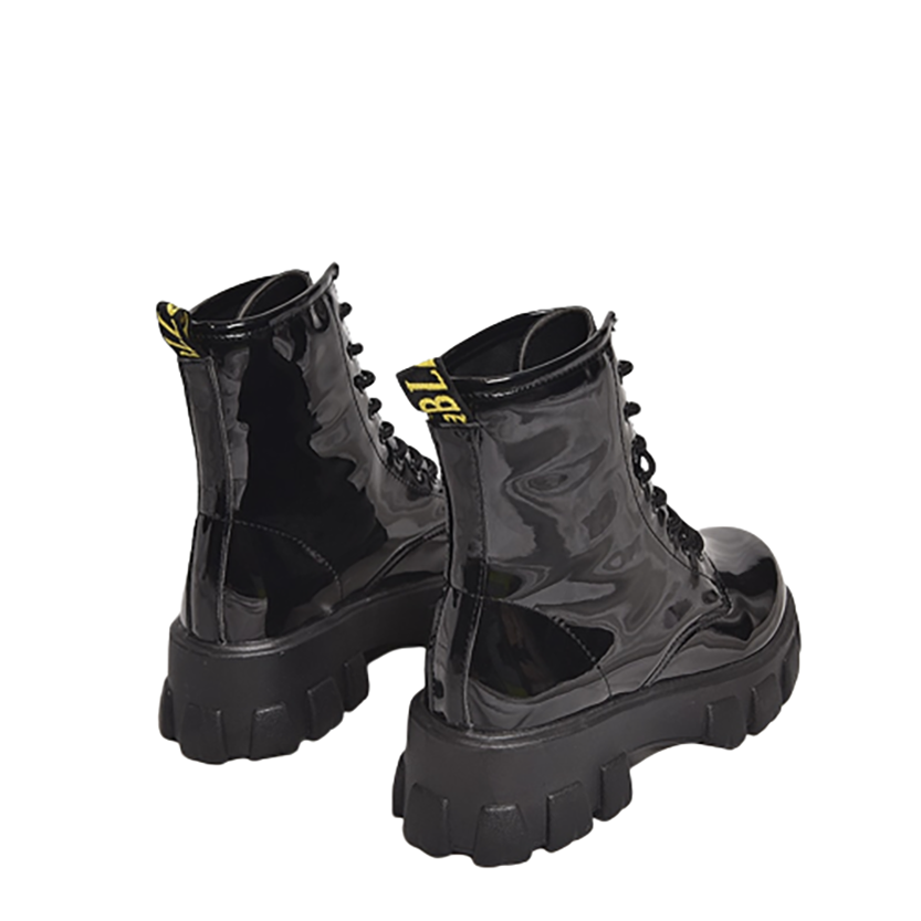 Funki Findz | Boots | Women's Black Ankle Boot | Chunky Heel