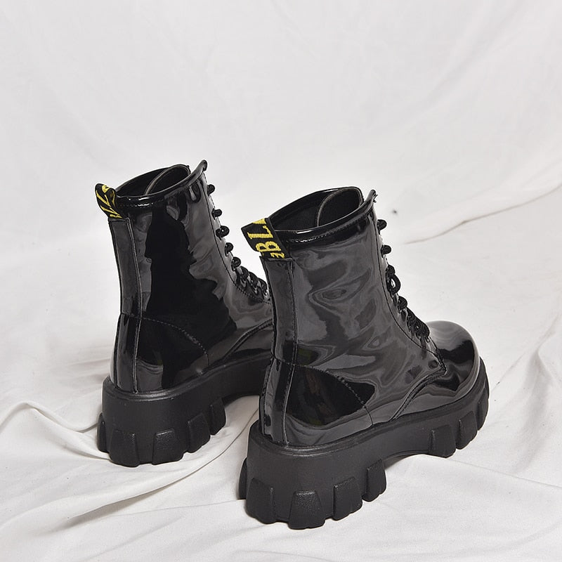 Funki Findz | Boots | Women's Black Ankle Boot | Chunky Heel