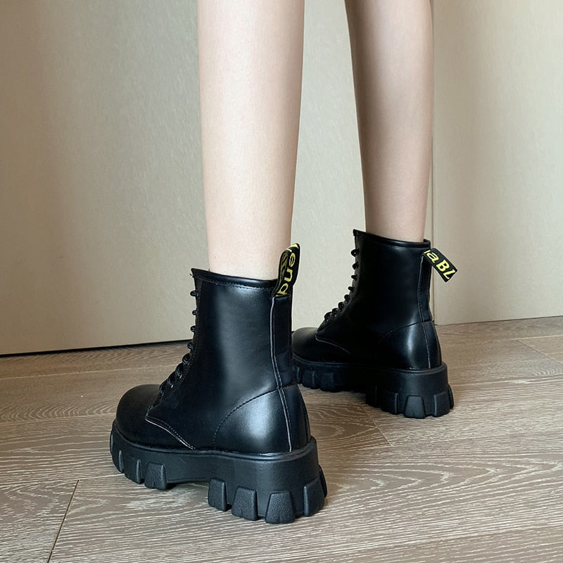 Funki Findz | Boots | Women's Black Ankle Boot | Chunky Heel