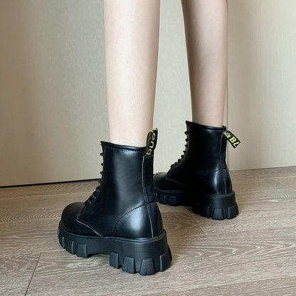 Funki Findz | Boots | Women's Black Ankle Boot | Chunky Heel