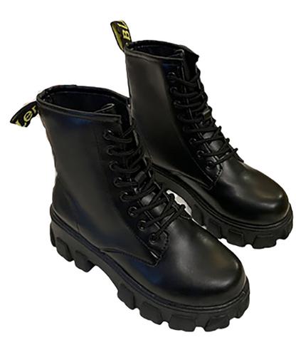 Funki Findz | Boots | Women's Black Ankle Boot | Chunky Heel