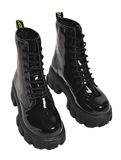 Funki Findz | Boots | Women's Black Ankle Boot | Chunky Heel