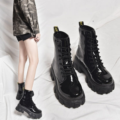 Funki Findz | Boots | Women's Black Ankle Boot | Chunky Heel