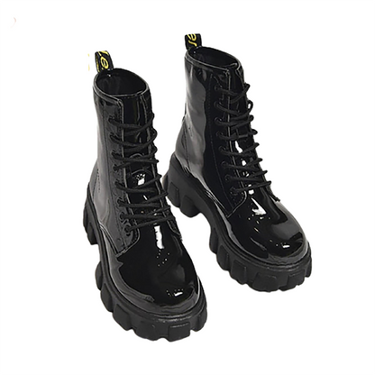Funki Findz | Boots | Women's Black Ankle Boot | Chunky Heel