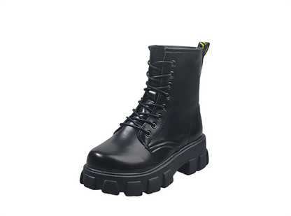 Funki Findz | Boots | Women's Black Ankle Boot | Chunky Heel