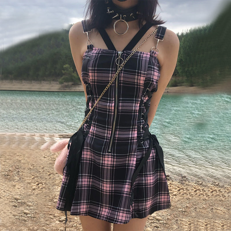 Funki Findz | Dresses | Women's Fairy Grunge Plaid Mini Dress