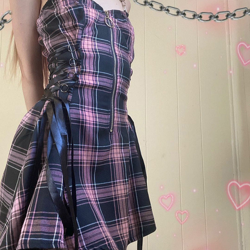 Funki Findz | Dresses | Women's Fairy Grunge Plaid Mini Dress