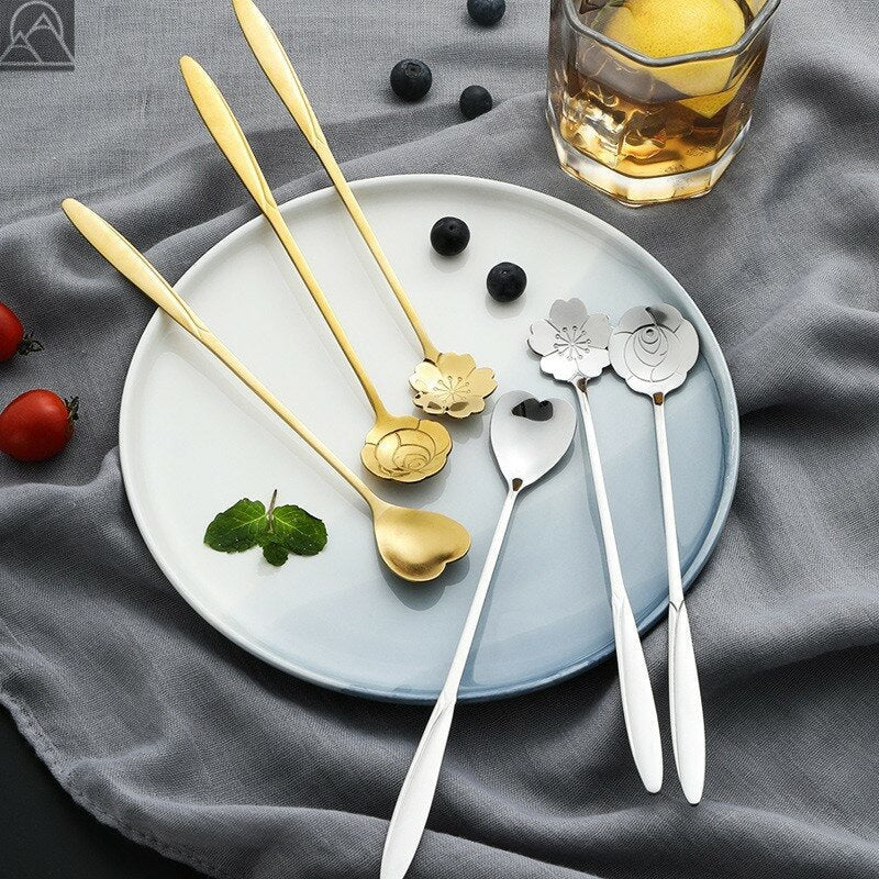 Funki Findz | Spoons |  Flower Spoons | Long Handle Spoons 4Pc