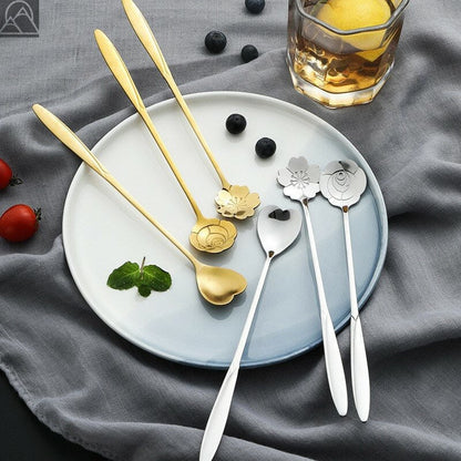 Funki Findz | Spoons |  Flower Spoons | Long Handle Spoons 4Pc