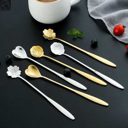 Funki Findz | Spoons |  Flower Spoons | Long Handle Spoons 4Pc