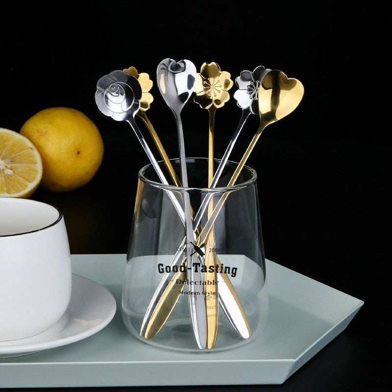 Funki Findz | Spoons |  Flower Spoons | Long Handle Spoons 4Pc