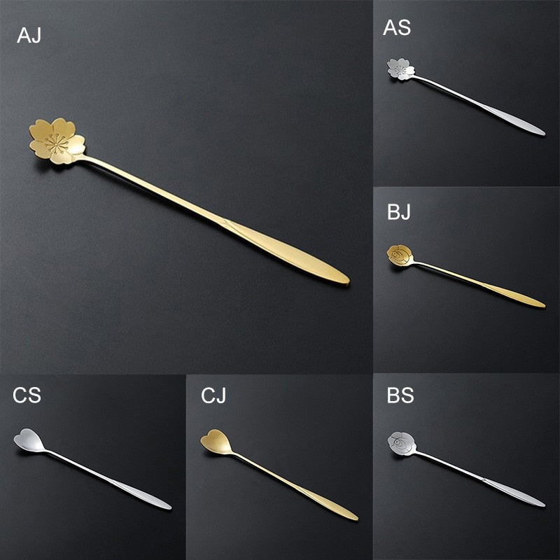 Funki Findz | Spoons |  Flower Spoons | Long Handle Spoons 4Pc
