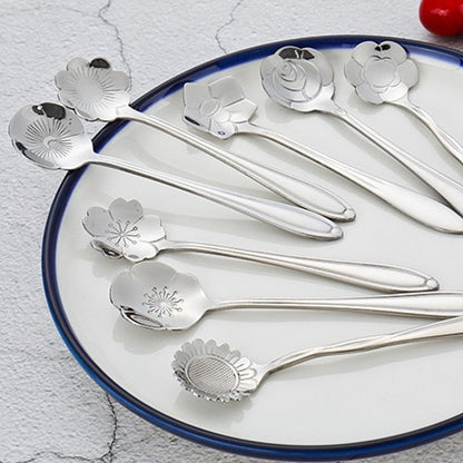 Funki Findz | Spoons | Flower Gold Dessert Spoons 8 Pcs Set