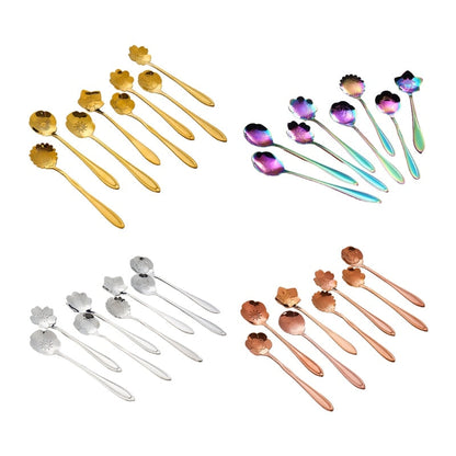 Funki Findz | Spoons | Flower Gold Dessert Spoons 8 Pcs Set