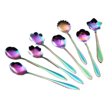 Funki Findz | Spoons | Flower Gold Dessert Spoons 8 Pcs Set
