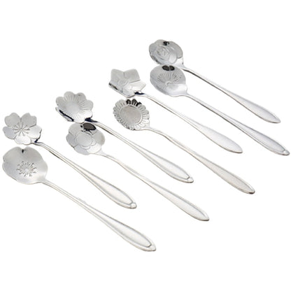 Funki Findz | Spoons | Flower Gold Dessert Spoons 8 Pcs Set