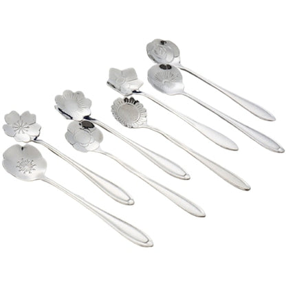 Funki Findz | Spoons | Flower Gold Dessert Spoons 8 Pcs Set