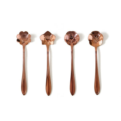 Funki Findz | Spoons | Vintage Gold Flower Coffee Spoons 8 Pcs